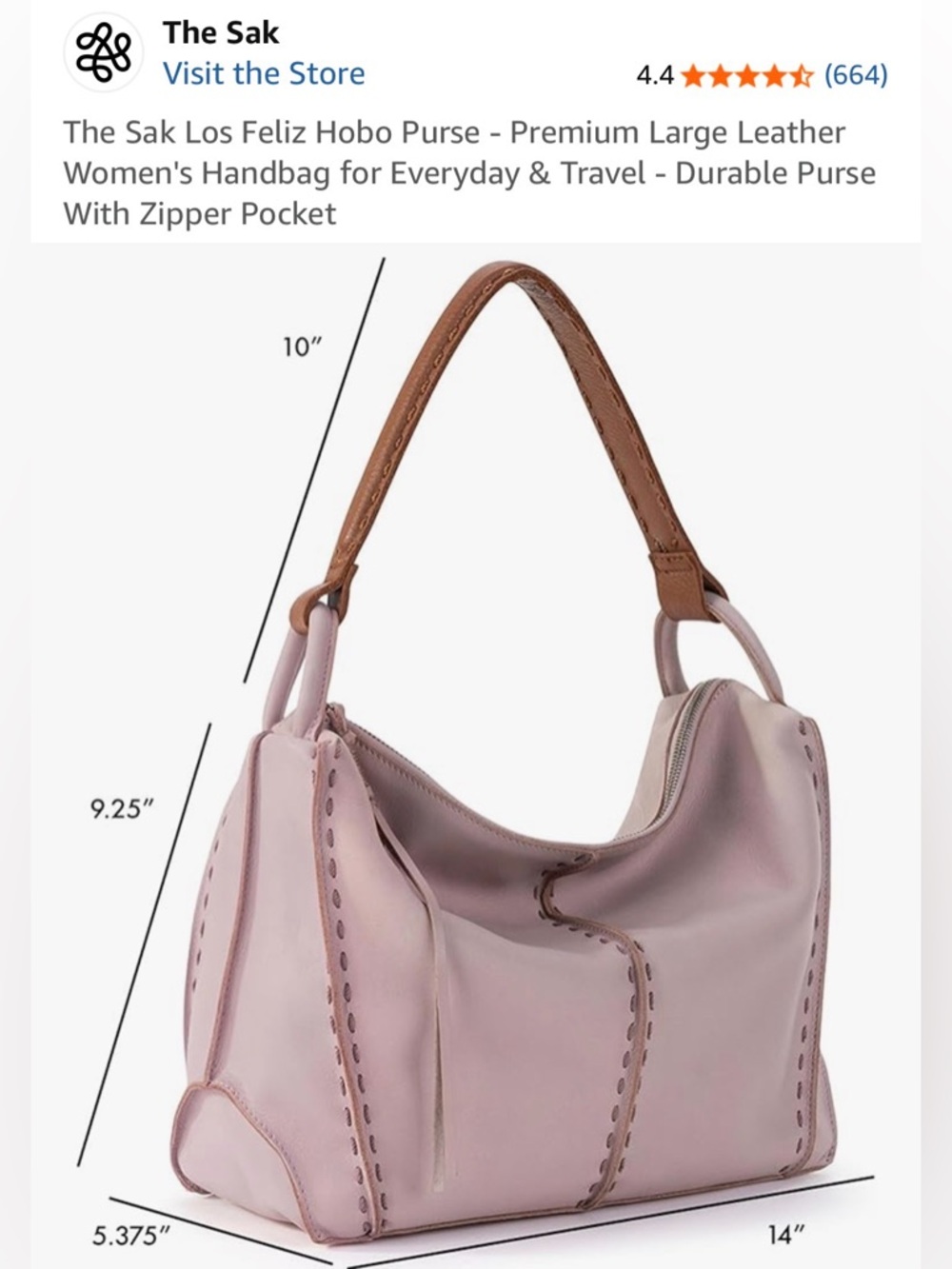 The Sak Leather Shoulder Bag in Rosewood with Tan Strap - Picture 9 of 9